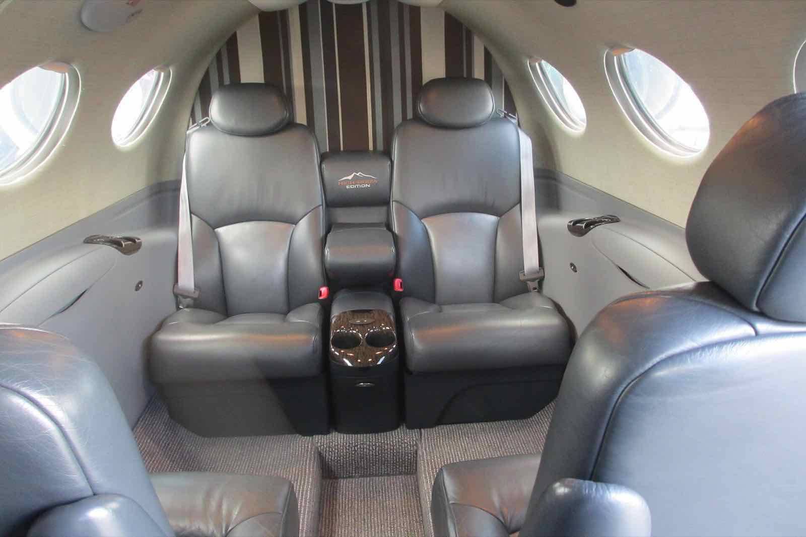Interior of Cessna Citation Mustang cabin aft view