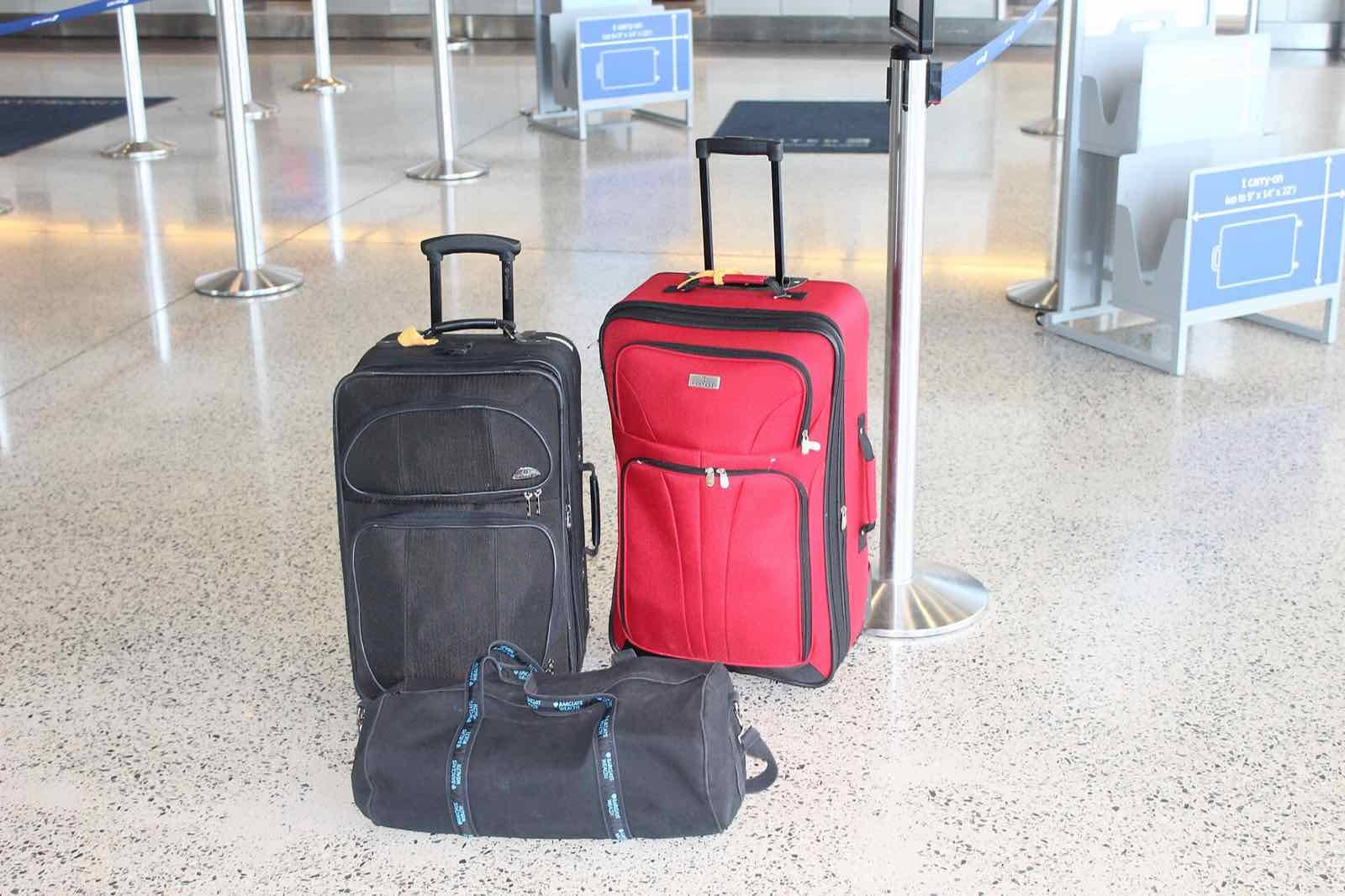 I took photo of luggage awaiting loading at airport