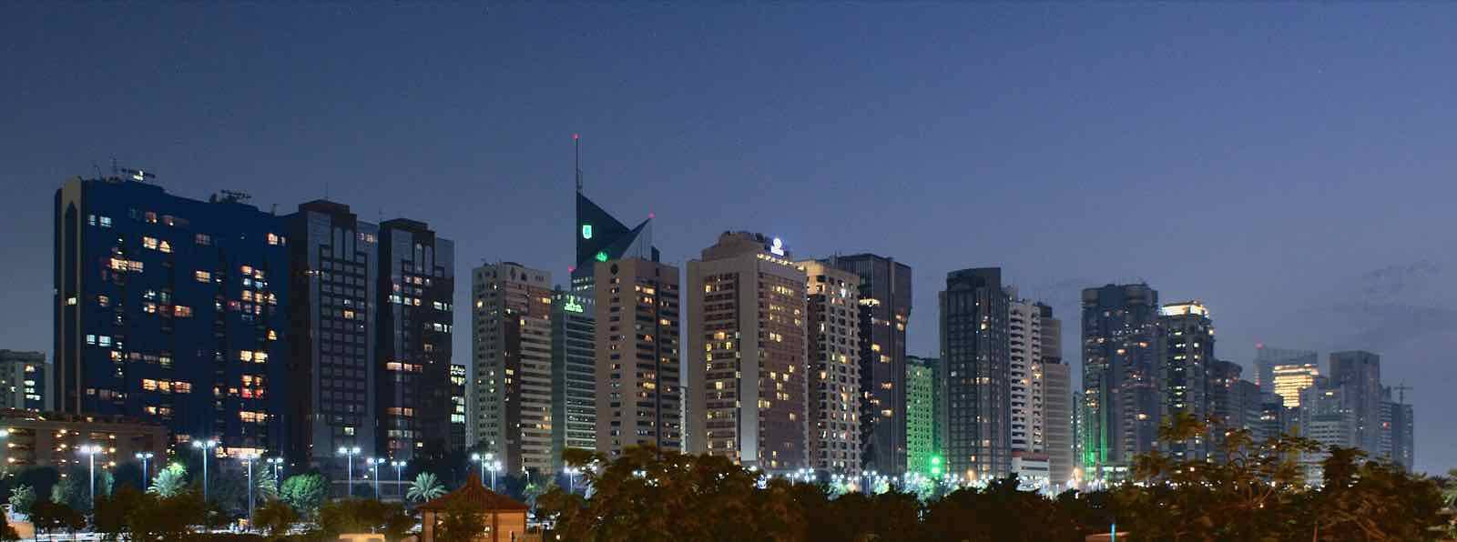 Skyline of Abu Dhabi at the Abu Dhabi Corniche